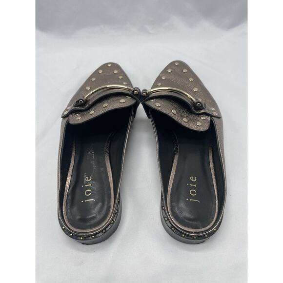Joie Taran Metallic Bronze Studded Leather Slip-On Mules Women’s Size 7 - Picture 7 of 11